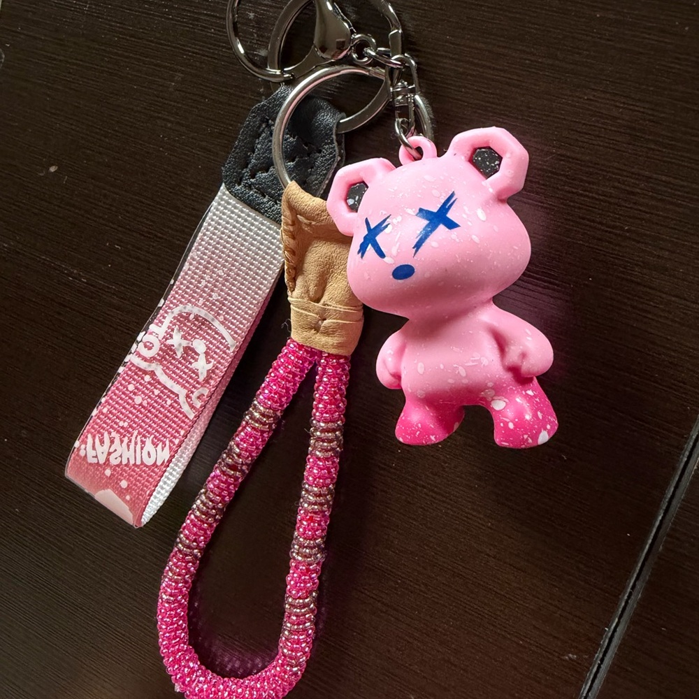 Pink Bear Keychain Charm by